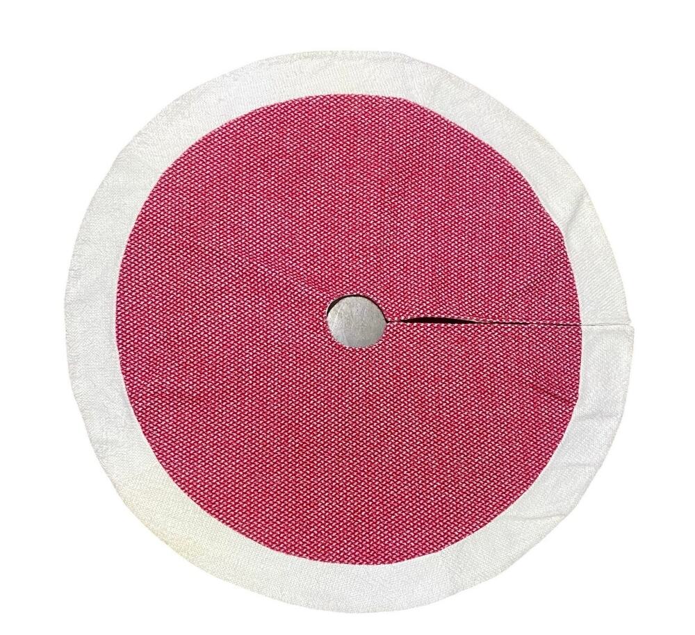 Red Christmas Tree Skirt 47" Large White Trim Faux Fur Kohl's Holiday Decor